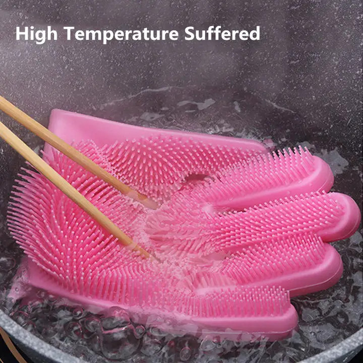 One Pair Magic Silicone Dish Washing Gloves Kitchen Gloves