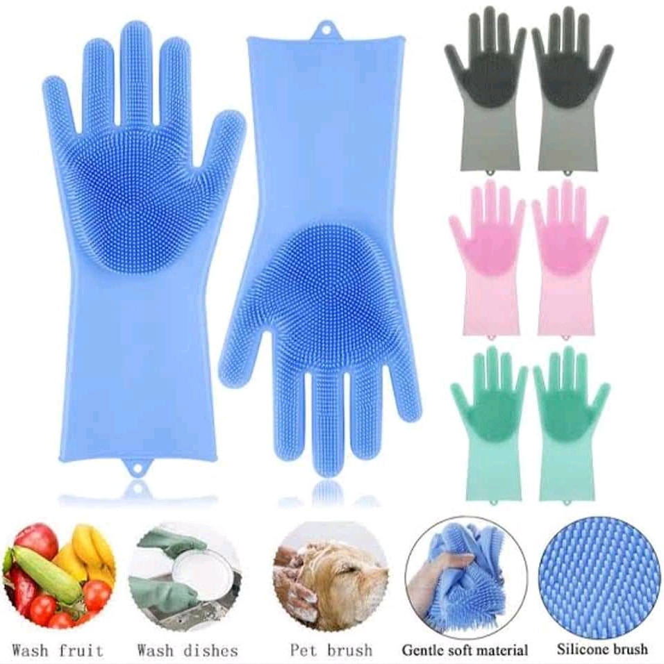 One Pair Magic Silicone Dish Washing Gloves Kitchen Gloves