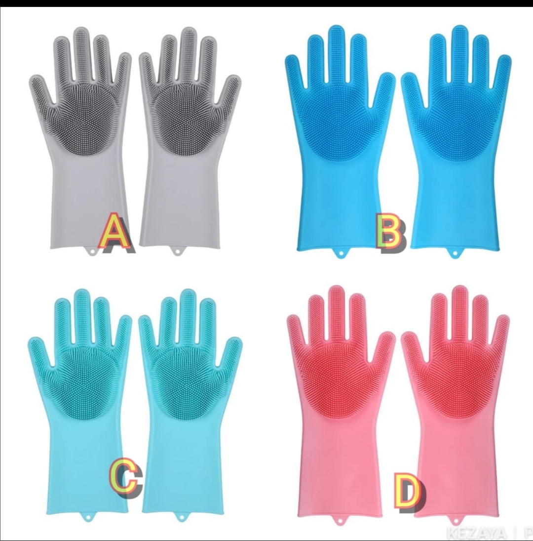 Silicone Dishwashing Gloves Bathroom Kitchen Cleaning Gloves