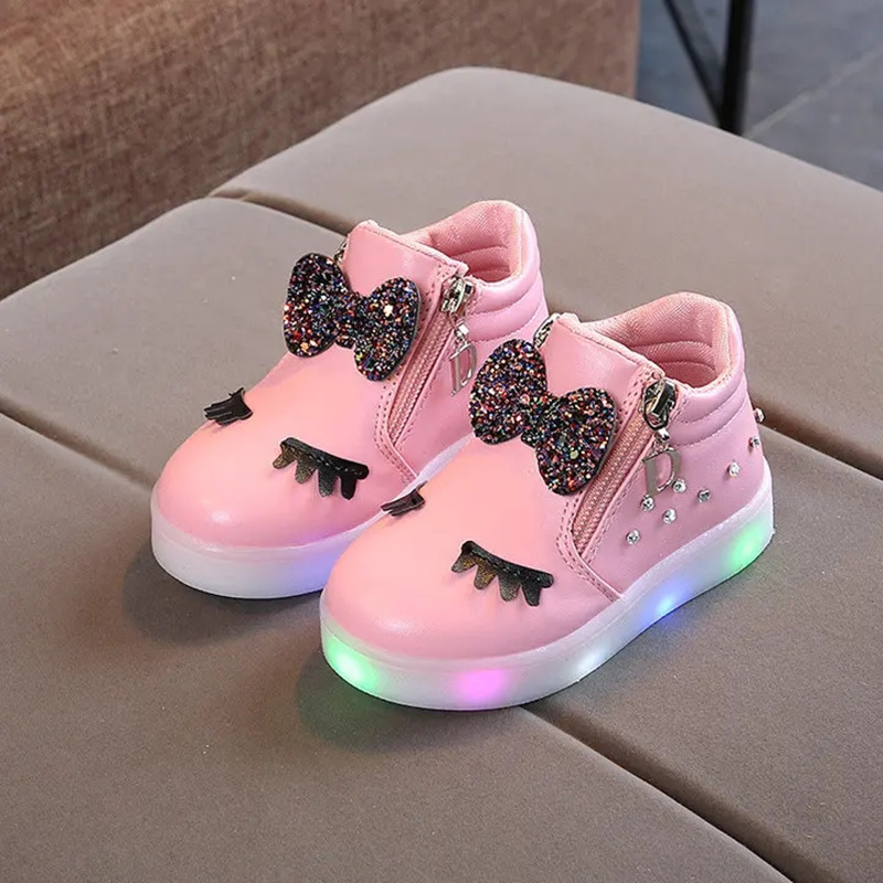 Kids Shoes Girls Shoes Baby Girls Shoes With Water Drill Light Kids Shoes Night Light Luminous Shoes