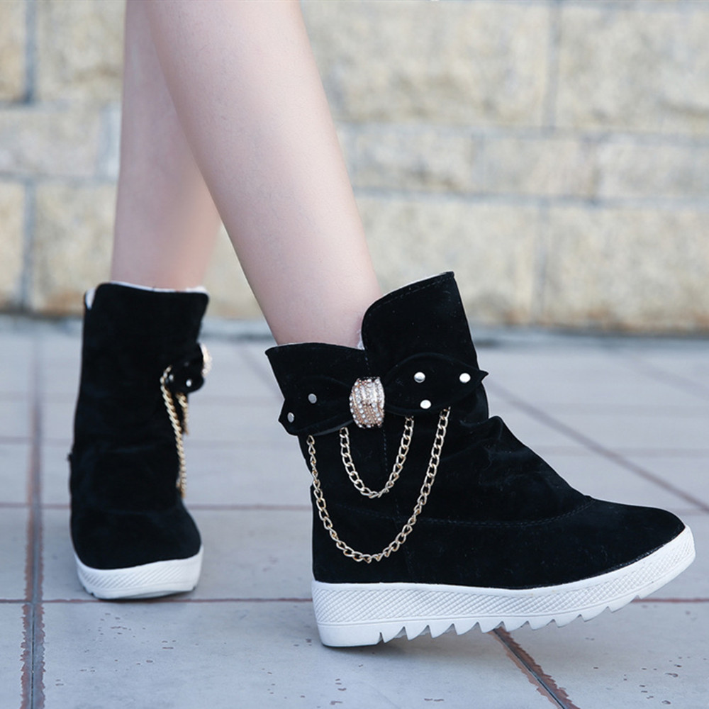 Women Boots Shoes Ladies Boots Women&apos;s Fashion Suede Bow Boots Ladies Boots For Women Rubber Shoes