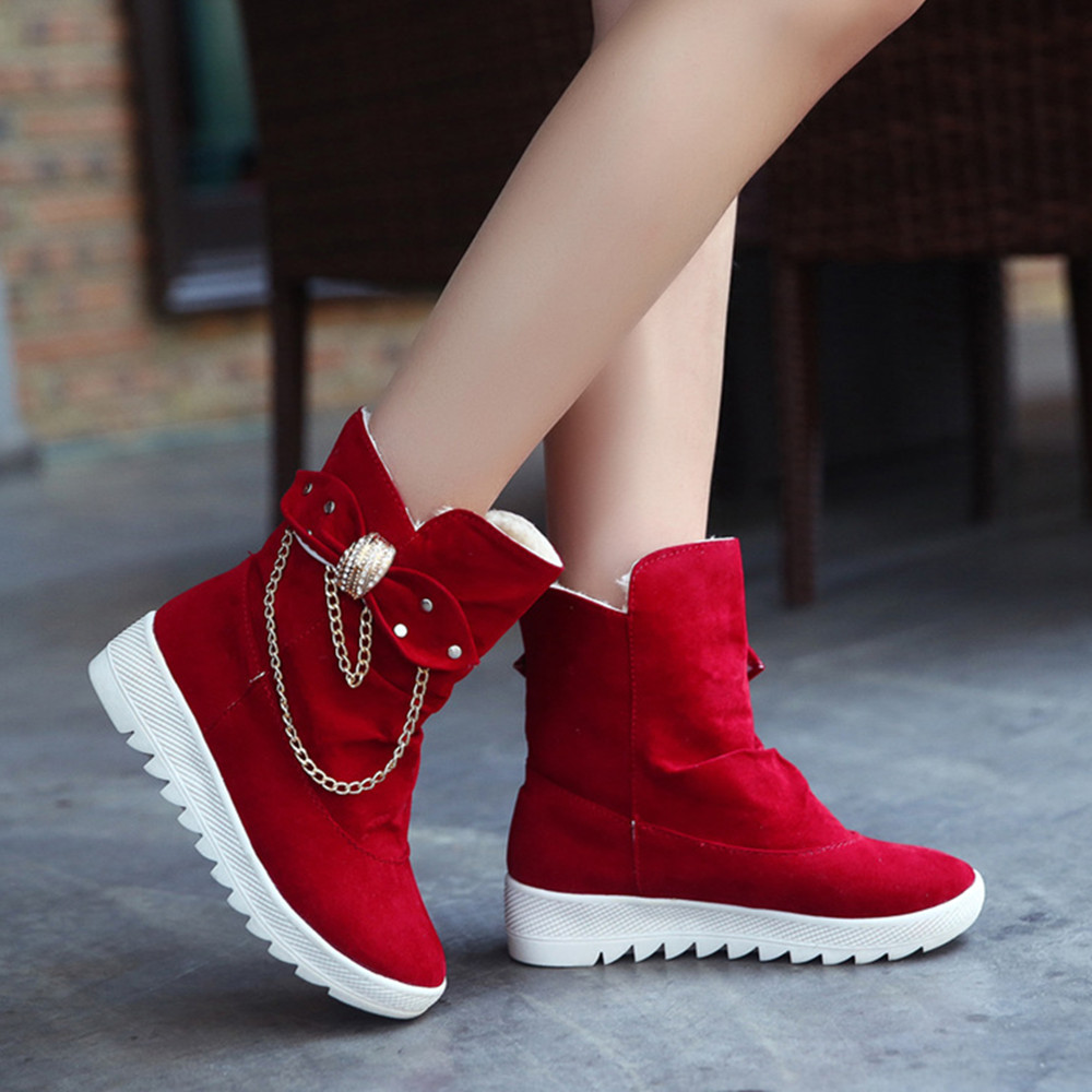 Women Boots Shoes Ladies Boots Women&apos;s Fashion Suede Bow Boots Ladies Boots For Women Rubber Shoes