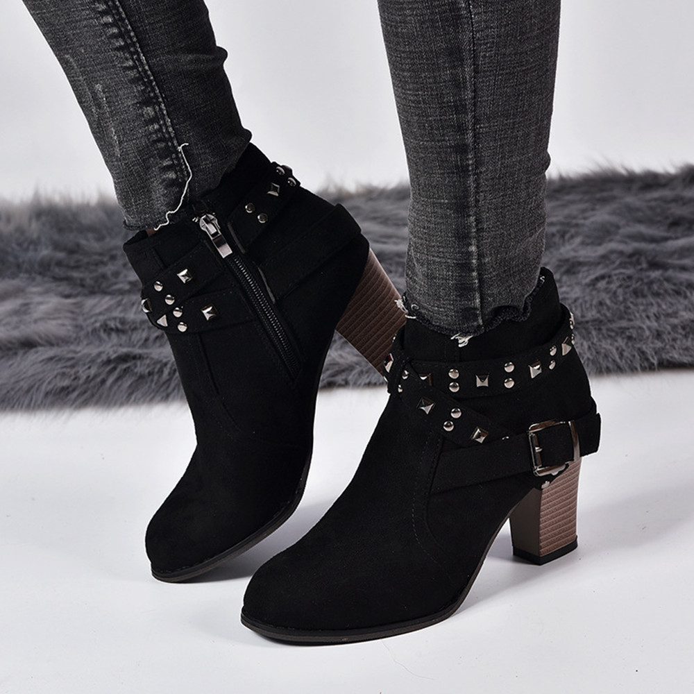 Women Boots Women&apos;s Diamond Studded Buckle Boots Ladies Rubber Shoes Boots Shoes For Women Shoes