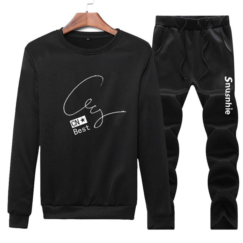 Men's Clothes Men's Long Sleeve Casual Clothes Two Piece Suit (Clothes + Pants) Set Suits Men