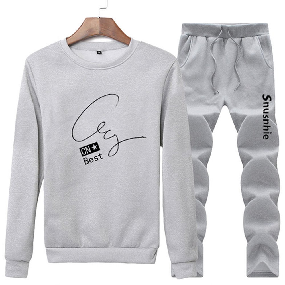 Men's Clothes Men's Long Sleeve Casual Clothes Two Piece Suit (Clothes + Pants) Set Suits Men