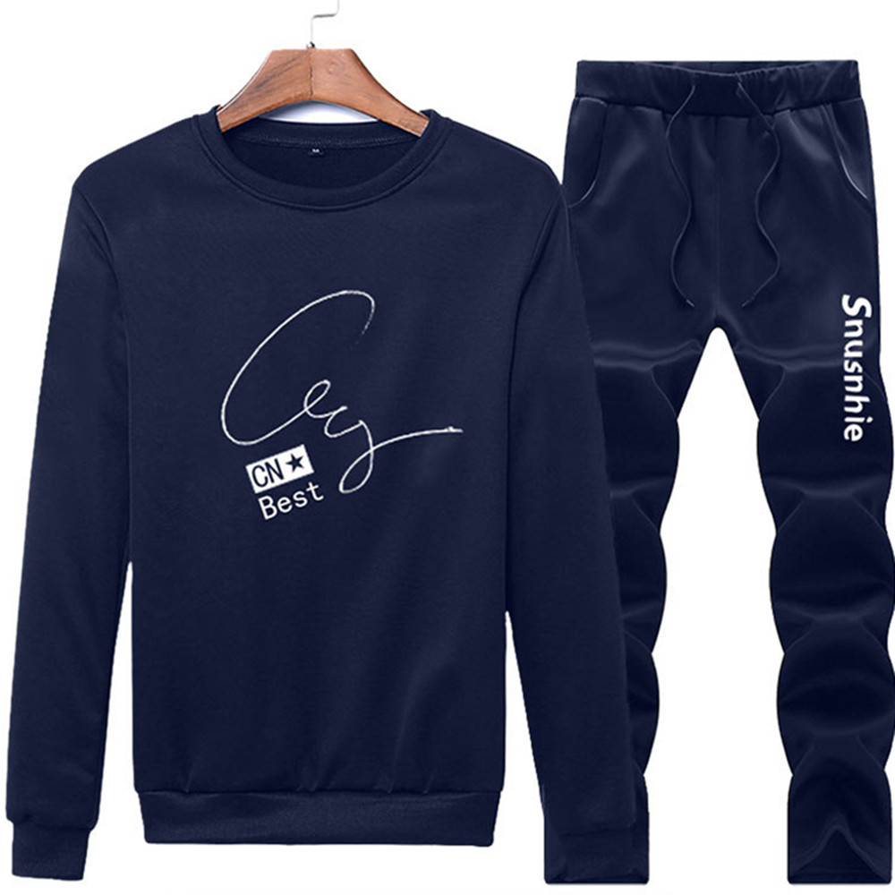 Men's Clothes Men's Long Sleeve Casual Clothes Two Piece Suit (Clothes + Pants) Set Suits Men