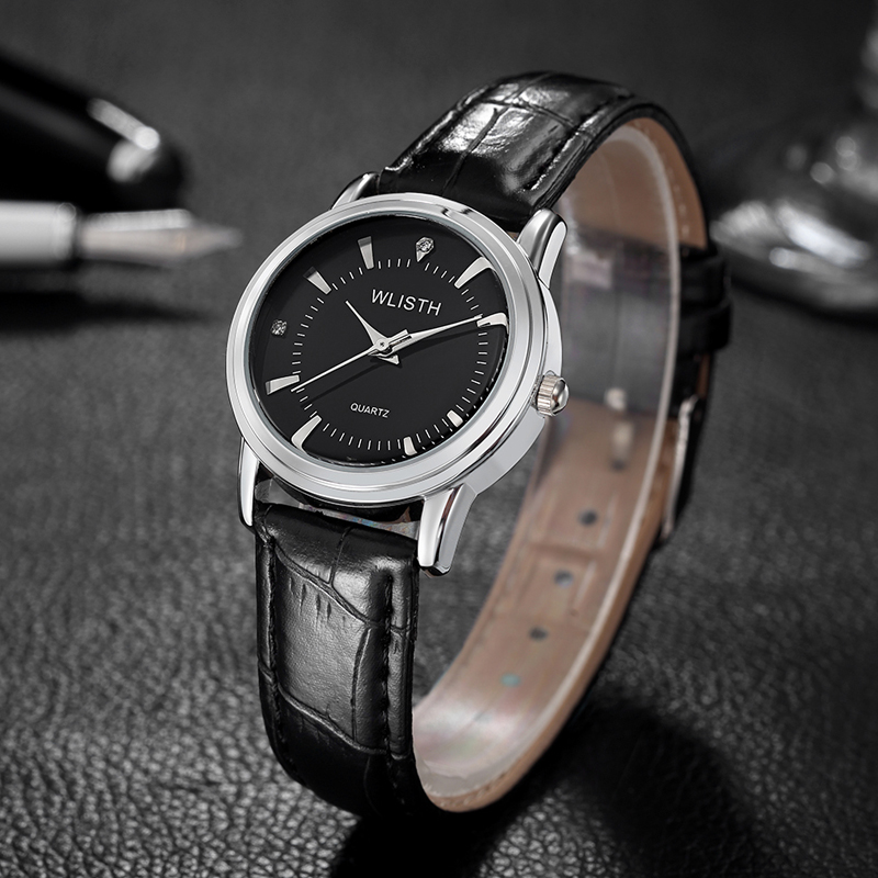 WLISTH Men  Women Lady Business Classic Simple Wrist watch Leather band Couple watch Waterproof