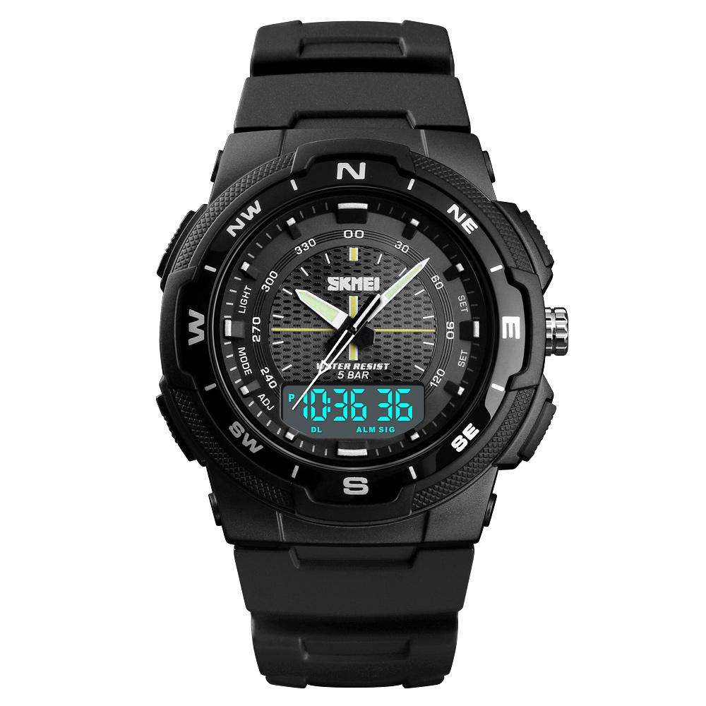 SKMEI Dual Display Quartz Watch Men Outdoor Sports Watches Digital Electronic Men Watches Waterproof