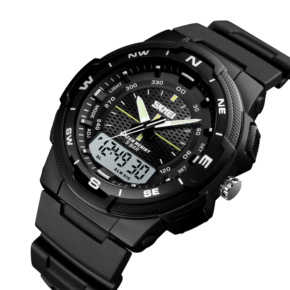 SKMEI Dual Display Quartz Watch Men Outdoor Sports Watches Digital Electronic Men Watches Waterproof