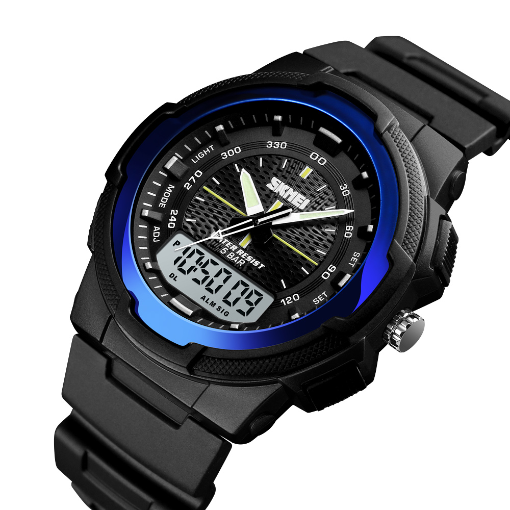 SKMEI Dual Display Quartz Watch Men Outdoor Sports Watches Digital Electronic Men Watches Waterproof