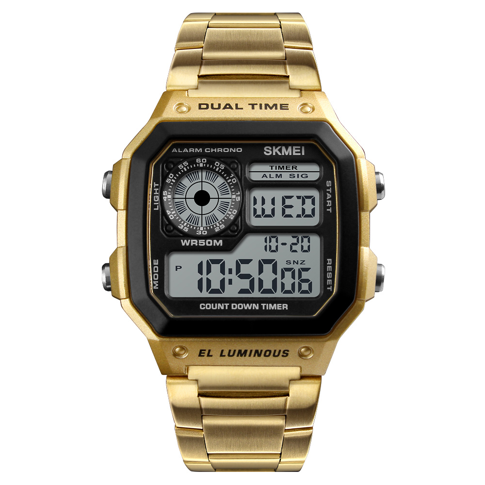 SKMEI Business Men Watches Waterproof Sport Watch Stainless Steel Digital Wristwatches Clock