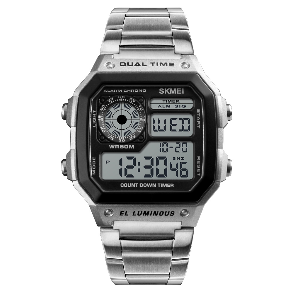 SKMEI Business Men Watches Waterproof Sport Watch Stainless Steel Digital Wristwatches Clock