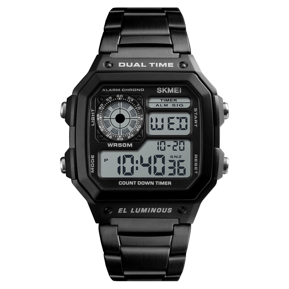 SKMEI Business Men Watches Waterproof Sport Watch Stainless Steel Digital Wristwatches Clock