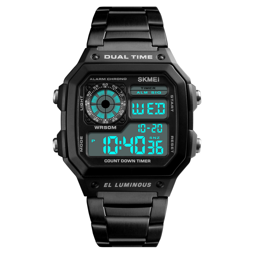 SKMEI Business Men Watches Waterproof Sport Watch Stainless Steel Digital Wristwatches Clock