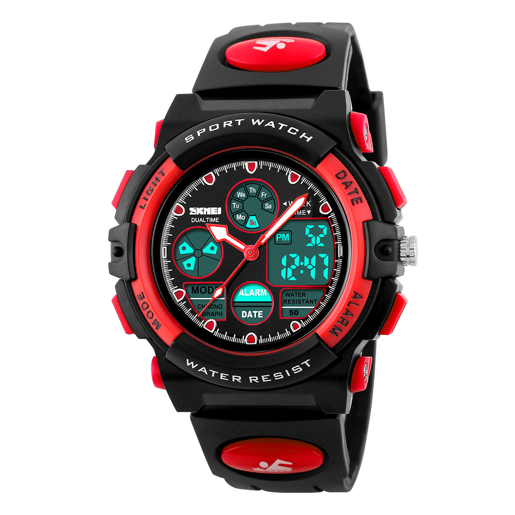 SKMEI Fashion Kids LED Digital Watches for Boys Girl Sport 5Bar Waterproof Wristwatches Smart PU