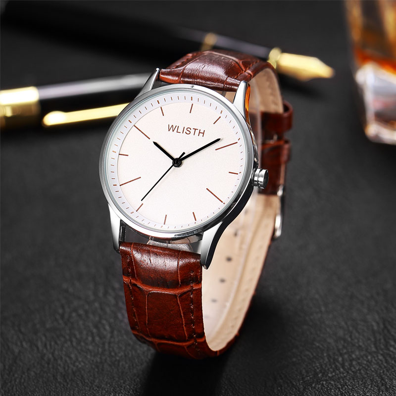 WLISTH Men Business Casual Wrist watch Quartz Leather belt watch Waterproof  watch