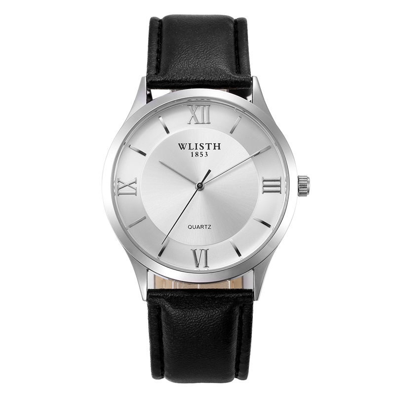 WLISTH Men Simple Business Wrist watch Quartz Leather belt watch Waterproof big dial