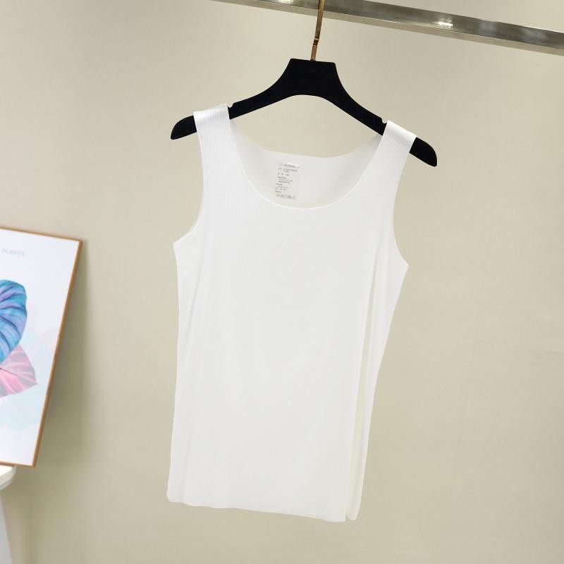 New women's T-shirt thread cotton casual seamless round neck stretch plus size strap bottoming shirt