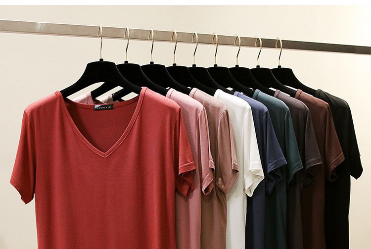 New ladies loose T-shirt large size V-neck Modal short-sleeved T-shirt female bottoming shirt top