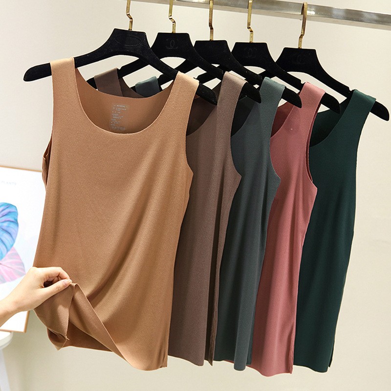 New women's T-shirt thread cotton casual seamless round neck stretch plus size strap bottoming shirt