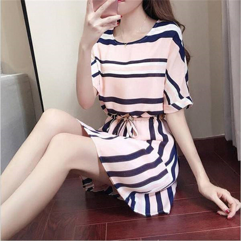Fashion women wear thin dress short sleeved casual fringes skirt top dresses