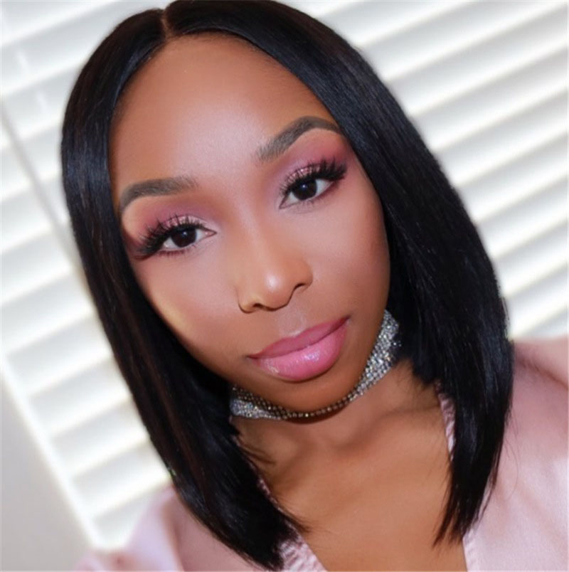 Fashionable lady black long straight hair wigs bangs female style women wig