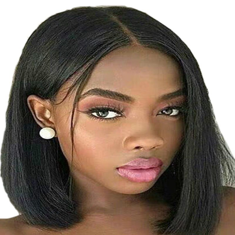 Fashionable lady black long straight hair wigs bangs female style women wig
