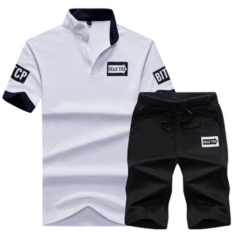 2PC Fashion men tshirts Casual  Suit Sports Short Sleeves and trousers  pants
