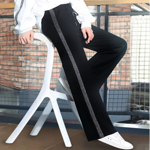 ladies wide leg pants women wear pants straight high waist loose nine points casual sports trousers