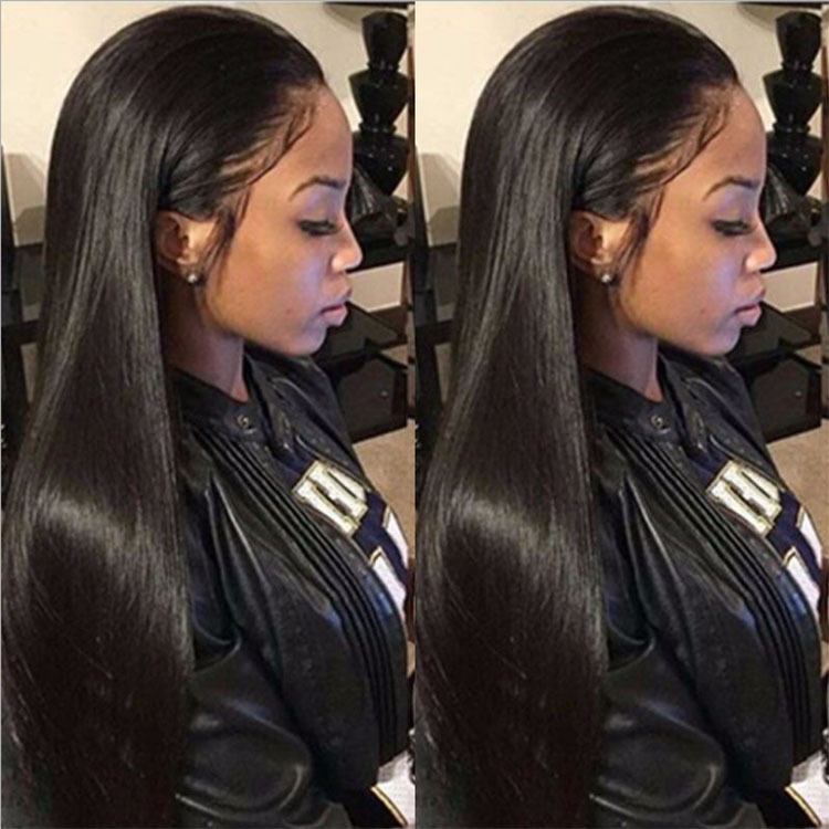 Fashion women&apos;s long straight hair with split bangs African Fashion Ladies Wig