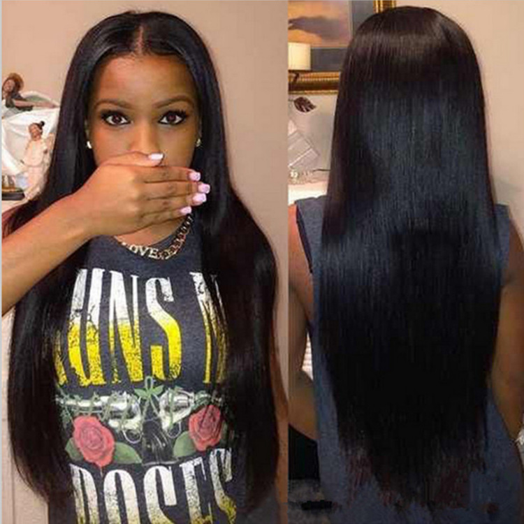 Fashion women&apos;s long straight hair with split bangs African Fashion Ladies Wig