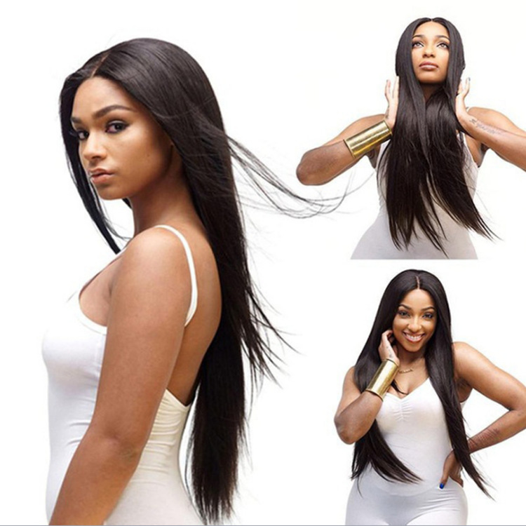 Fashion women&apos;s long straight hair with split bangs African Fashion Ladies Wig