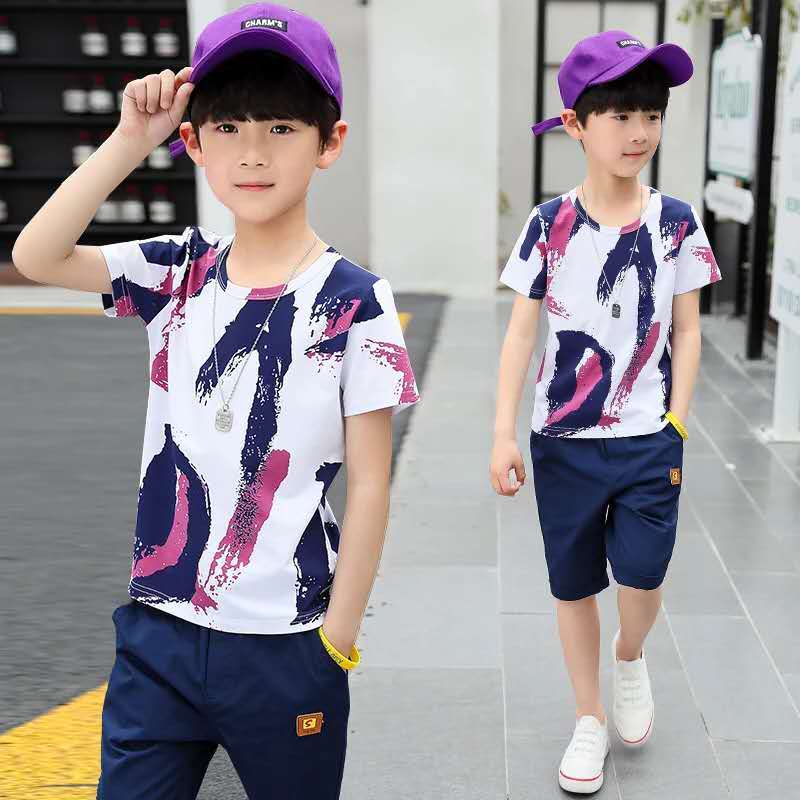 2-piece boy children's sports short-sleeved boy suit
