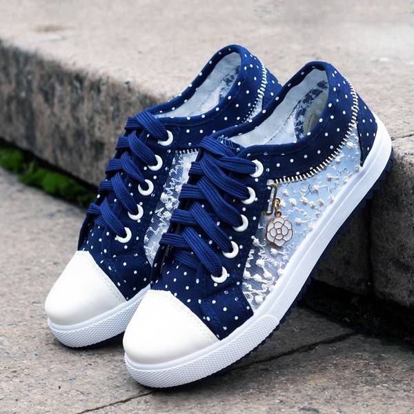 Summer women&apos;s hollow denim mesh shoes flat casual shoes