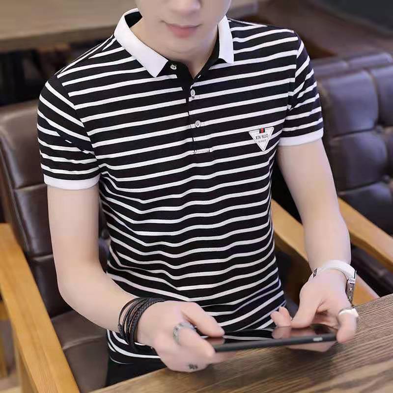 Summer men's cotton short-sleeved T-shirt men's lapel POLO shirt