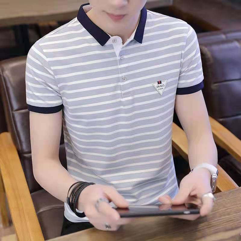 Summer men's cotton short-sleeved T-shirt men's lapel POLO shirt