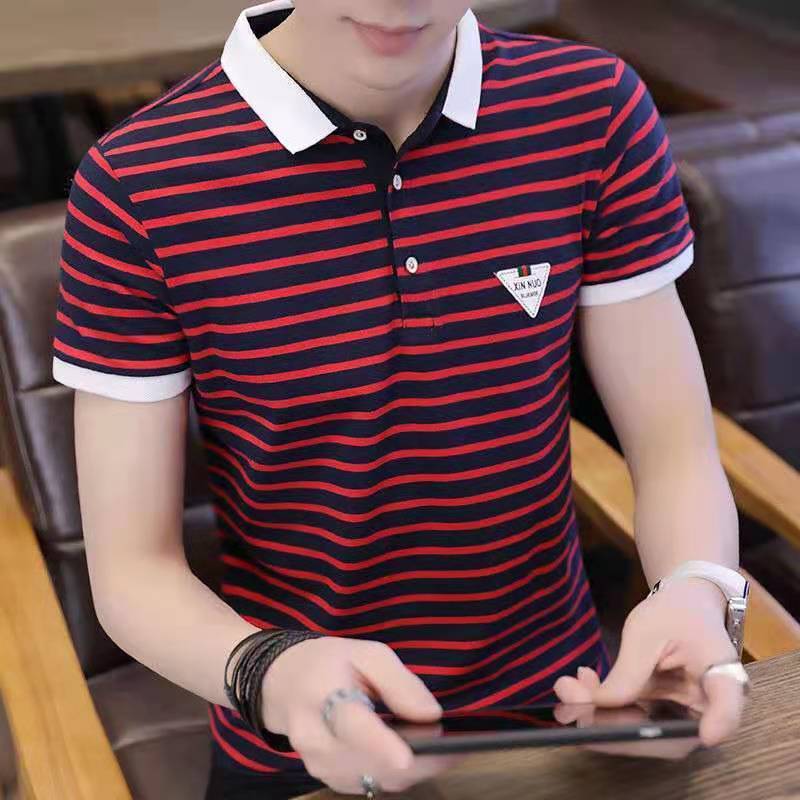 Summer men's cotton short-sleeved T-shirt men's lapel POLO shirt