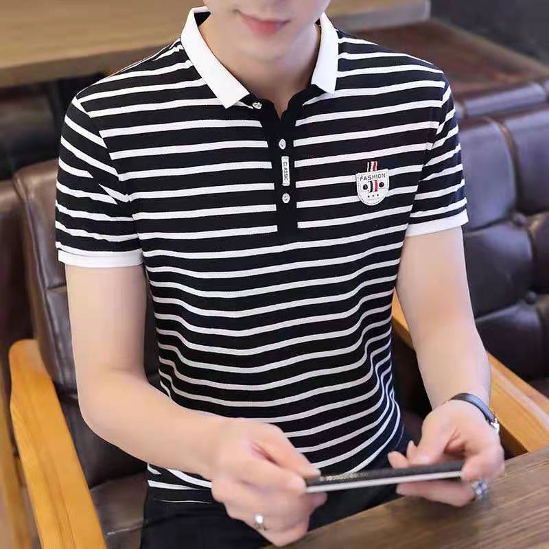 Summer men's cotton short-sleeved T-shirt men's lapel POLO shirt