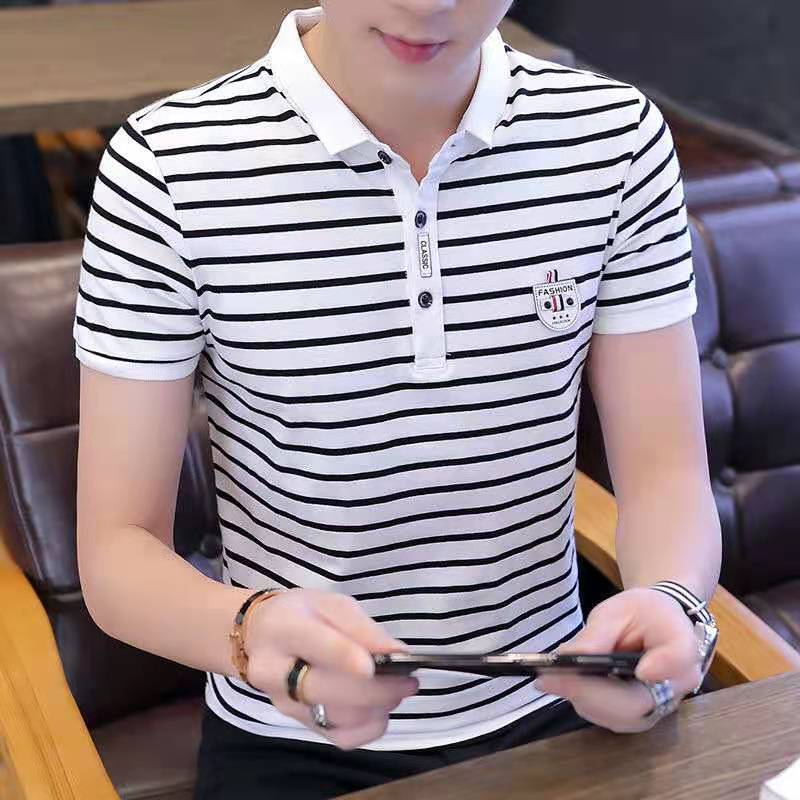 Summer men's cotton short-sleeved T-shirt men's lapel POLO shirt