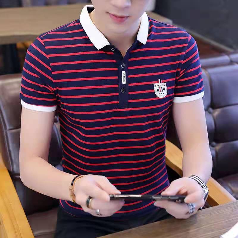 Summer men's cotton short-sleeved T-shirt men's lapel POLO shirt