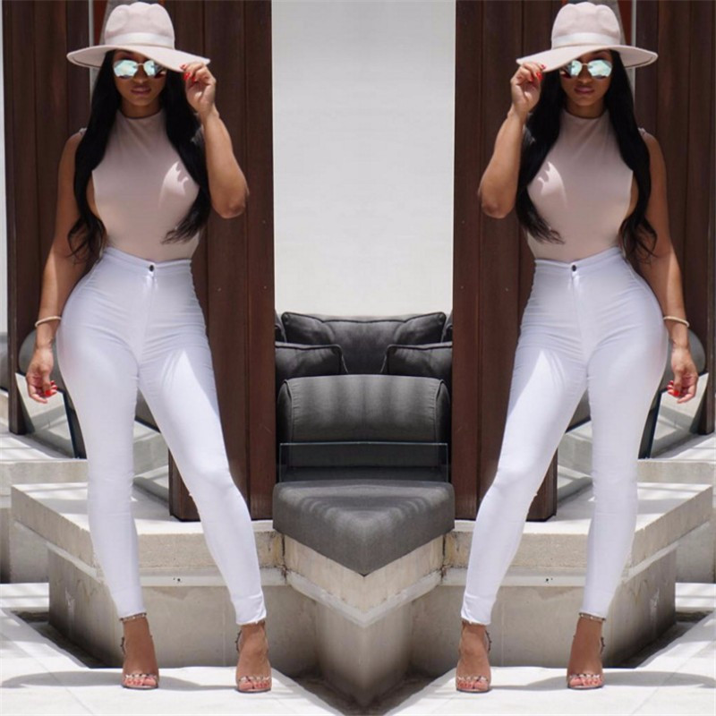 New women&apos;s fashion casual high waist stretch jeans trousers