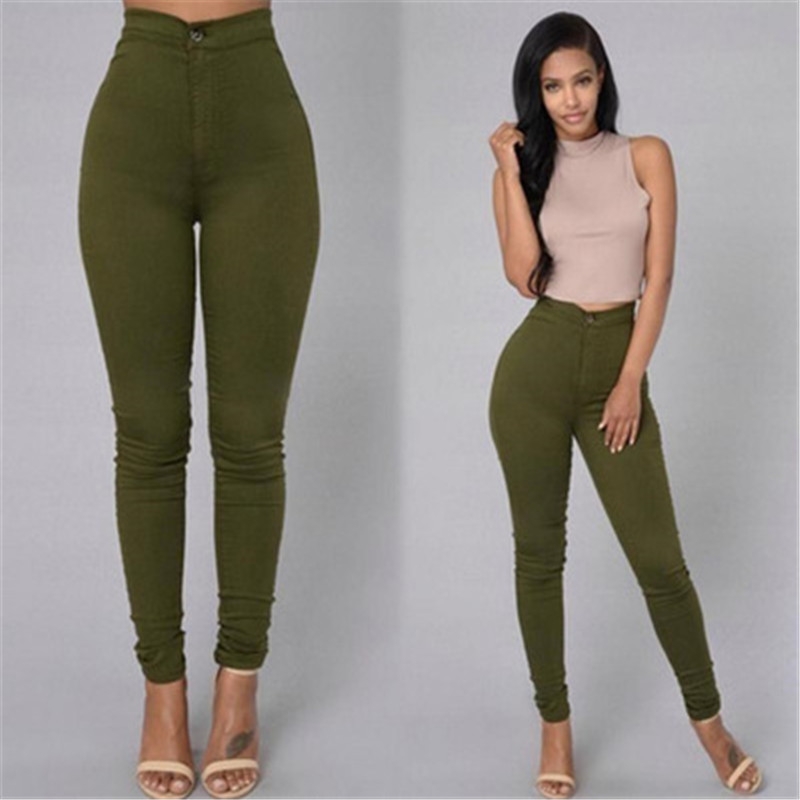 New women&apos;s fashion casual high waist stretch jeans trousers