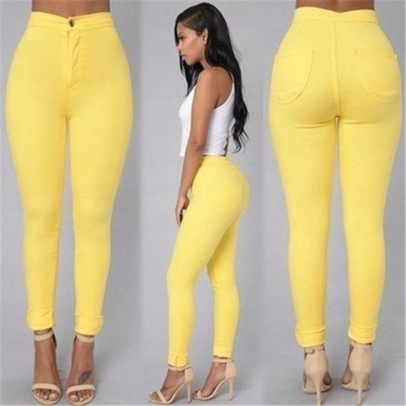 New women&apos;s fashion casual high waist stretch jeans trousers