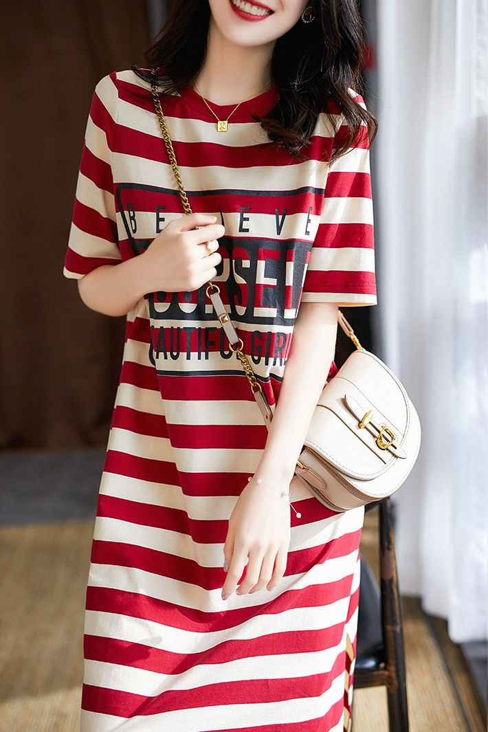 Large size ladies clothes women dress wear  loose  T-shirt dress