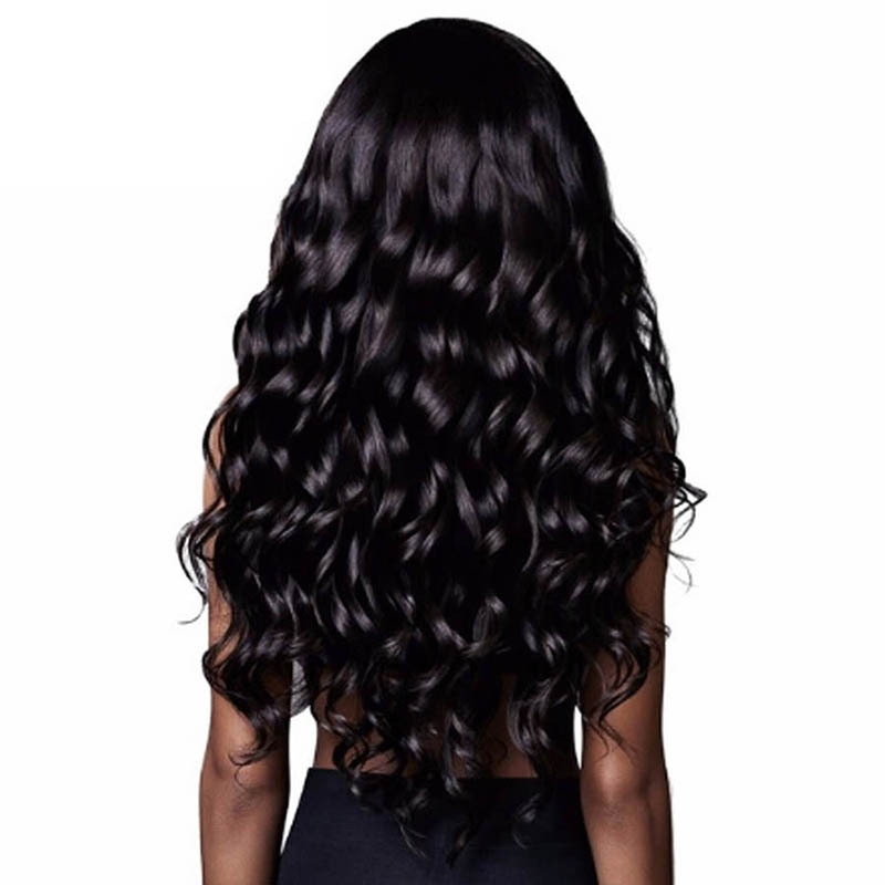Fashion women&apos;s wigs women&apos;s hair in the middle part of the big black wave long curly