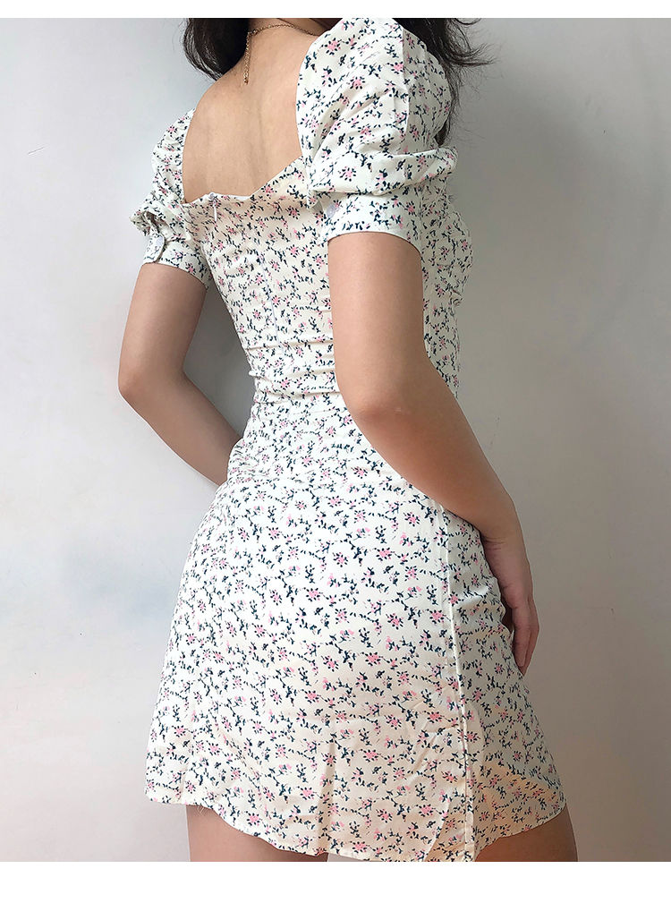 Ladies dress short skirt chiffon flower dress