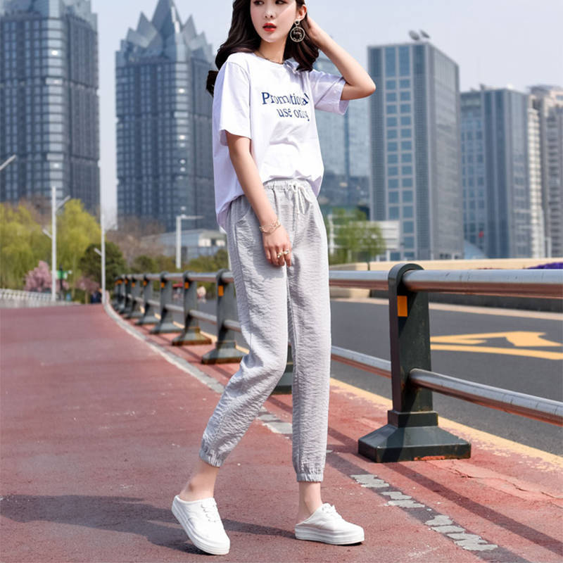 women&apos;s loose fit / thin Harlan legging sports versatile slim Korean student Capris Trousers