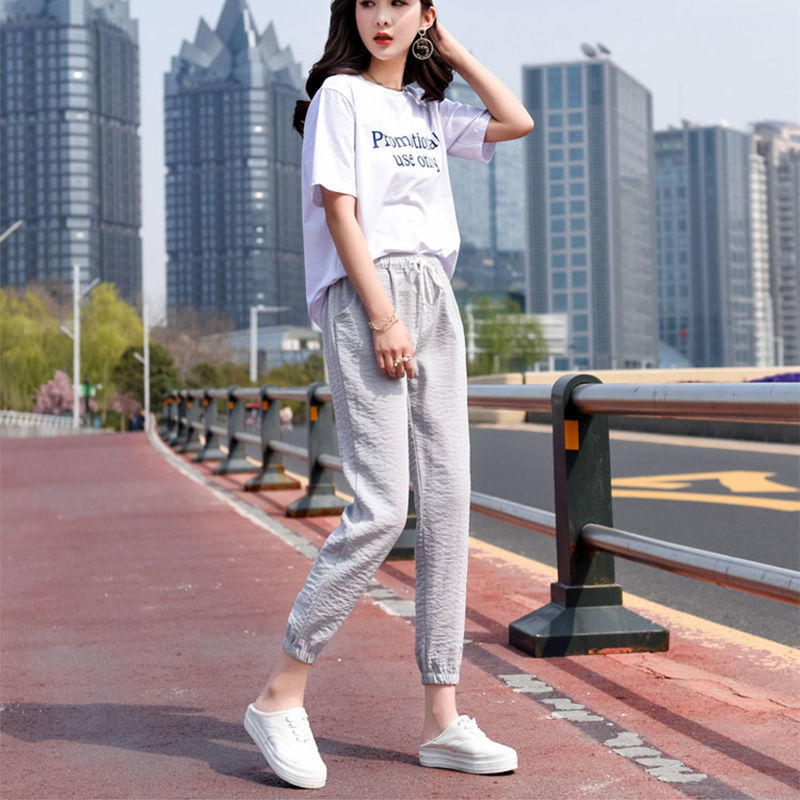 women&apos;s loose fit / thin Harlan legging sports versatile slim Korean student Capris Trousers