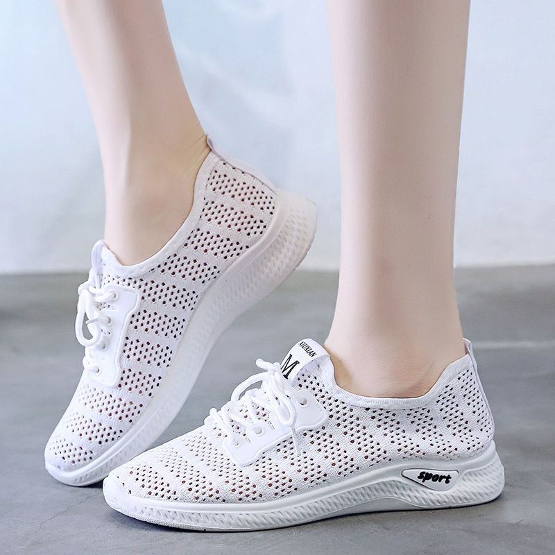 Women&apos;s sports shoes breathable mesh shoes soft sole wear-resistant casual flat shoes