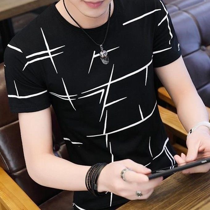 Summer new men's short-sleeved half-sleeved youth slim t-shirt